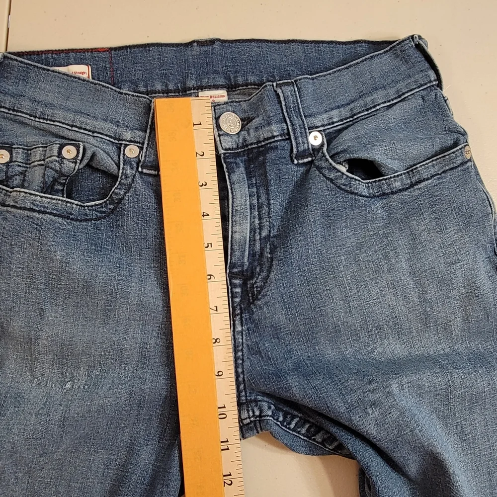True Religion Mens Ricky Jeans Size 32x29 Blue Denim Relaxed Straight Stretch